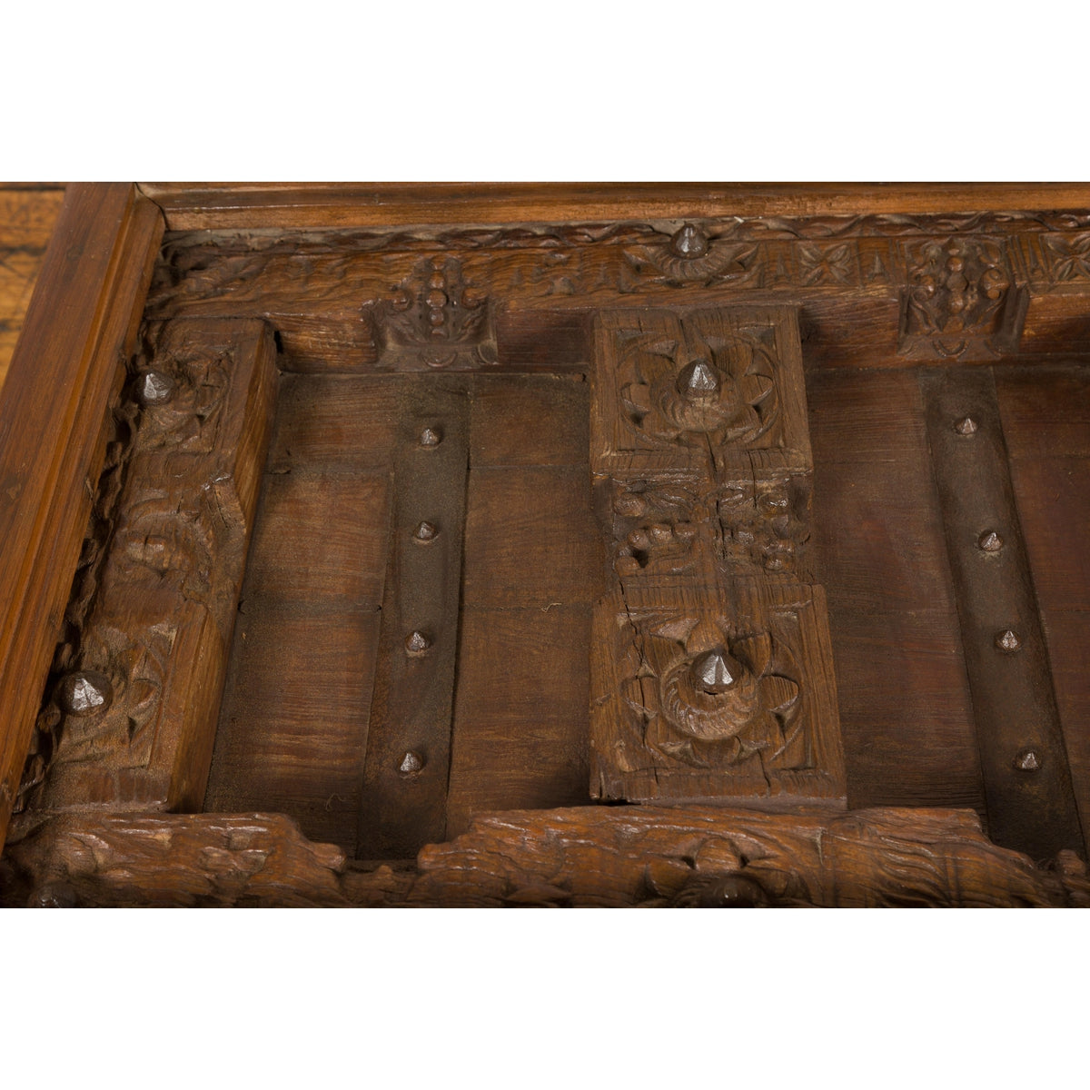 Antique Sheesham Wood and Iron Exterior Door Made into a Coffee Table-11. Asian & Chinese Furniture, Art, Antiques, Vintage Home Décor for sale at FEA Home
