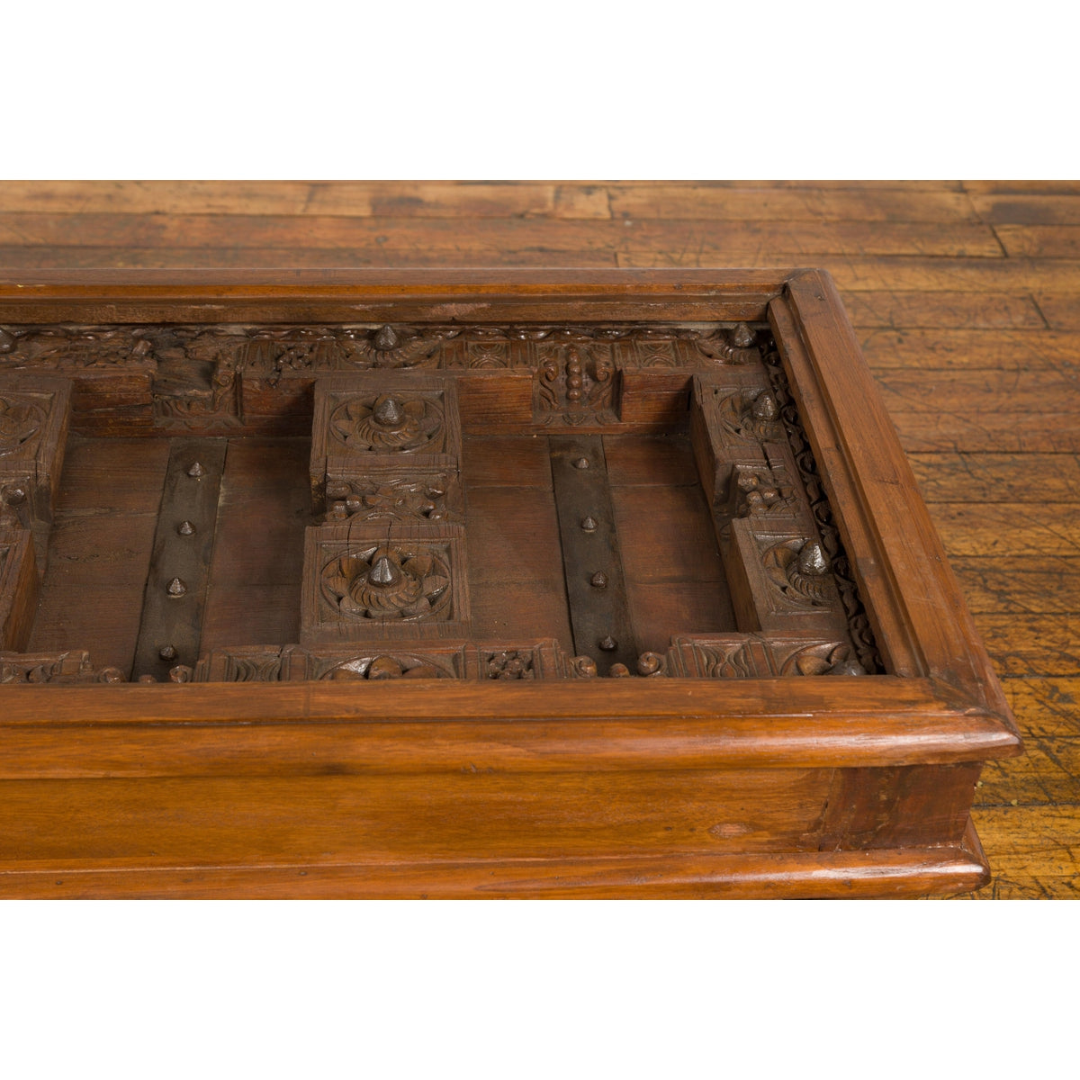 Antique Sheesham Wood and Iron Exterior Door Made into a Coffee Table-7. Asian & Chinese Furniture, Art, Antiques, Vintage Home Décor for sale at FEA Home