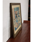 Japanese Meiji Period 19th Century Signed Diptych Woodblock Print, Custom Framed-16. Asian & Chinese Furniture, Art, Antiques, Vintage Home Décor for sale at FEA Home