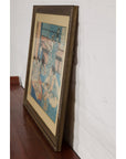 Japanese Meiji Period 19th Century Signed Diptych Woodblock Print, Custom Framed-17. Asian & Chinese Furniture, Art, Antiques, Vintage Home Décor for sale at FEA Home
