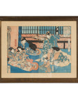 Japanese Meiji Period 19th Century Signed Diptych Woodblock Print, Custom Framed-4. Asian & Chinese Furniture, Art, Antiques, Vintage Home Décor for sale at FEA Home