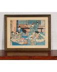 Japanese Meiji Period 19th Century Signed Diptych Woodblock Print, Custom Framed-5. Asian & Chinese Furniture, Art, Antiques, Vintage Home Décor for sale at FEA Home