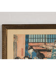 Japanese Meiji Period 19th Century Signed Diptych Woodblock Print, Custom Framed-6. Asian & Chinese Furniture, Art, Antiques, Vintage Home Décor for sale at FEA Home