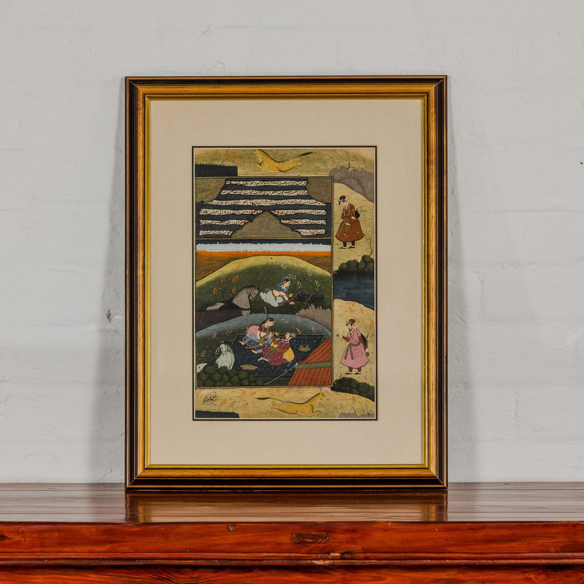 Mughal Style Watercolor on Paper Painting Depicting a Royal Court Scene, Framed-11. Asian & Chinese Furniture, Art, Antiques, Vintage Home Décor for sale at FEA Home