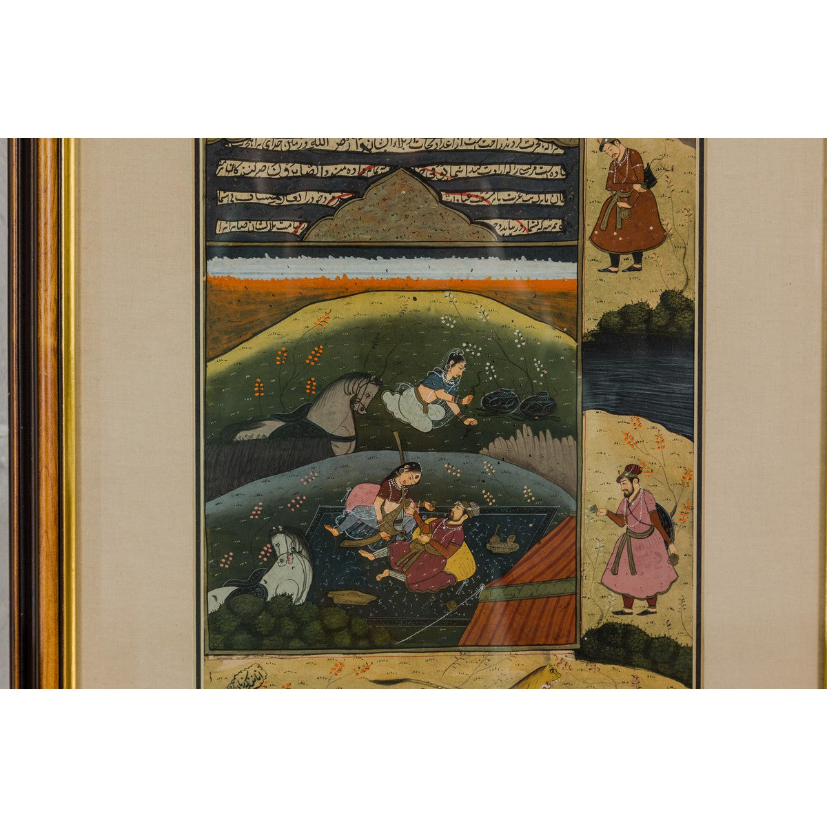 Mughal Style Watercolor on Paper Painting Depicting a Royal Court Scene, Framed-9. Asian & Chinese Furniture, Art, Antiques, Vintage Home Décor for sale at FEA Home