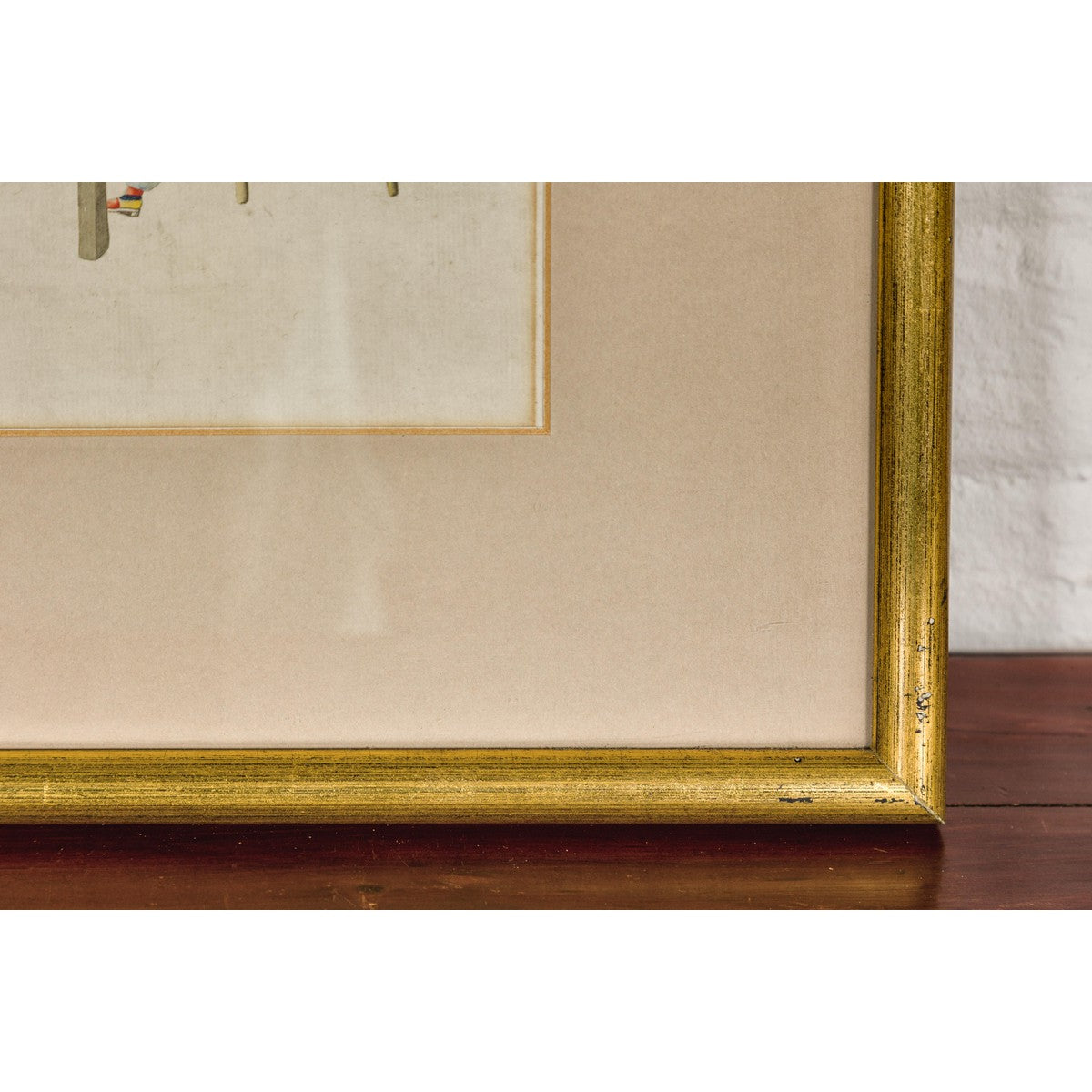 Woman in a Blue Dress Threading Silk Watercolor in Gilt Frame-14. Asian & Chinese Furniture, Art, Antiques, Vintage Home Décor for sale at FEA Home