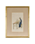 Woman in a Blue Dress Threading Silk Watercolor in Gilt Frame-18. Asian & Chinese Furniture, Art, Antiques, Vintage Home Décor for sale at FEA Home