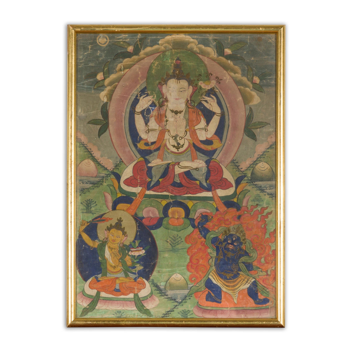 Antique Framed Buddhist Painting-18. Asian & Chinese Furniture, Art, Antiques, Vintage Home Décor for sale at FEA Home