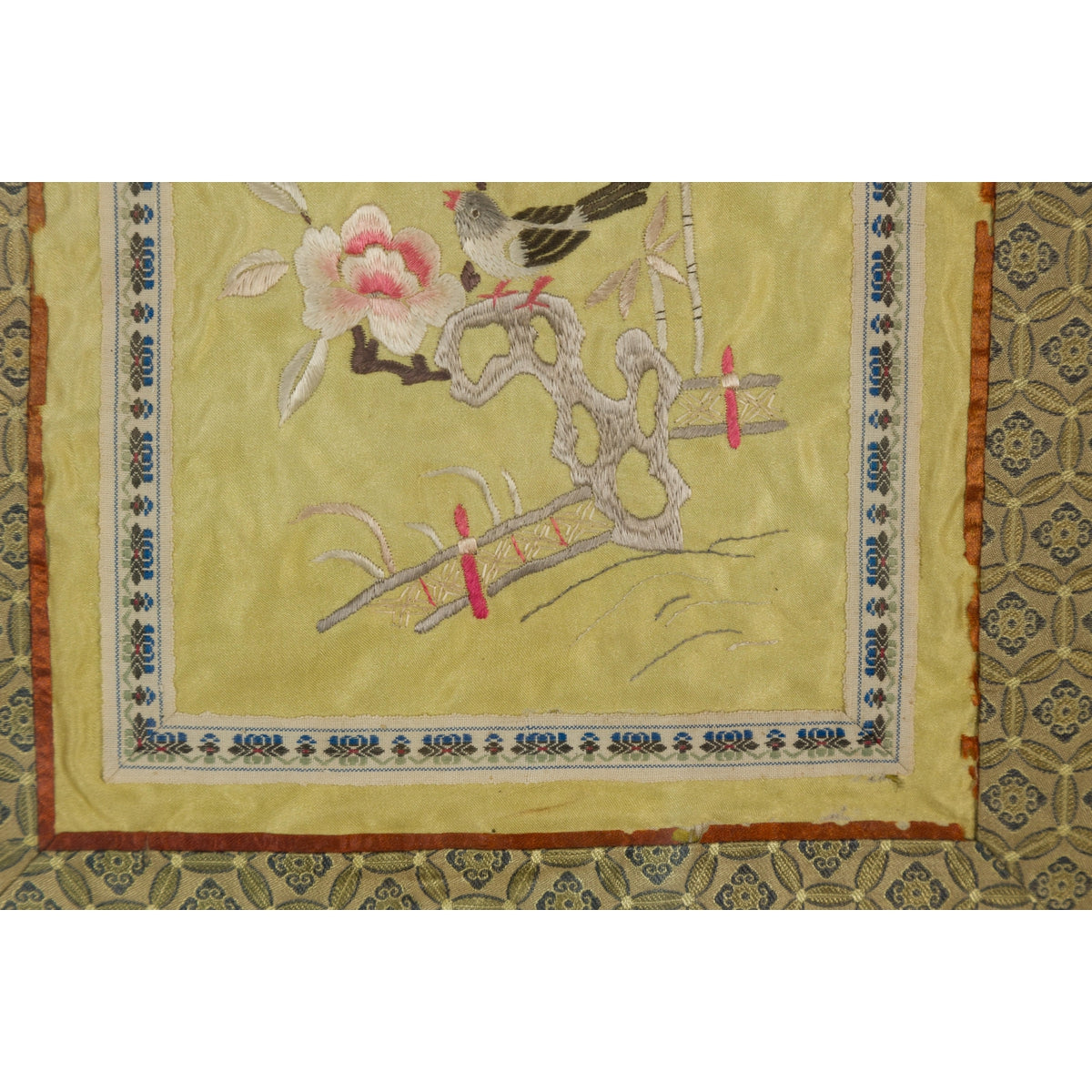 Late Qing Dynasty Embroidered Silk Fabric with Bird in Custom Frame-11. Asian & Chinese Furniture, Art, Antiques, Vintage Home Décor for sale at FEA Home