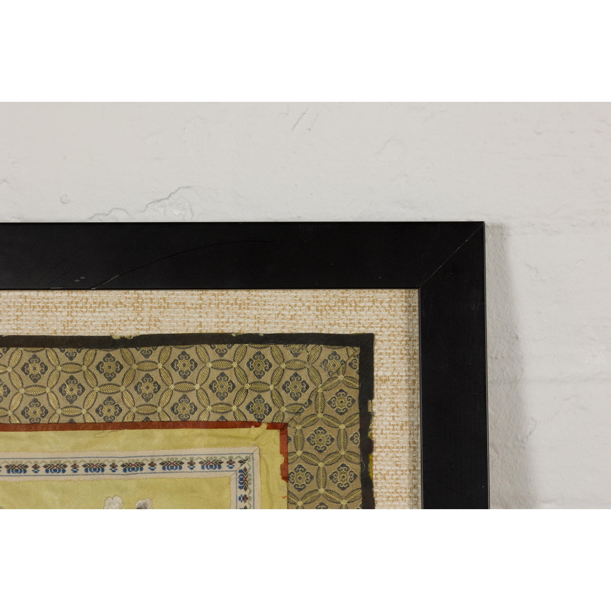 Late Qing Dynasty Embroidered Silk Fabric with Bird in Custom Frame-13. Asian & Chinese Furniture, Art, Antiques, Vintage Home Décor for sale at FEA Home