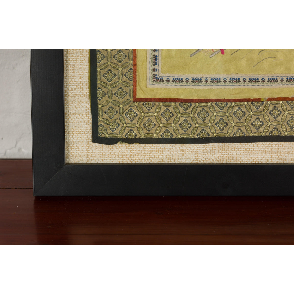 Late Qing Dynasty Embroidered Silk Fabric with Bird in Custom Frame-14. Asian & Chinese Furniture, Art, Antiques, Vintage Home Décor for sale at FEA Home