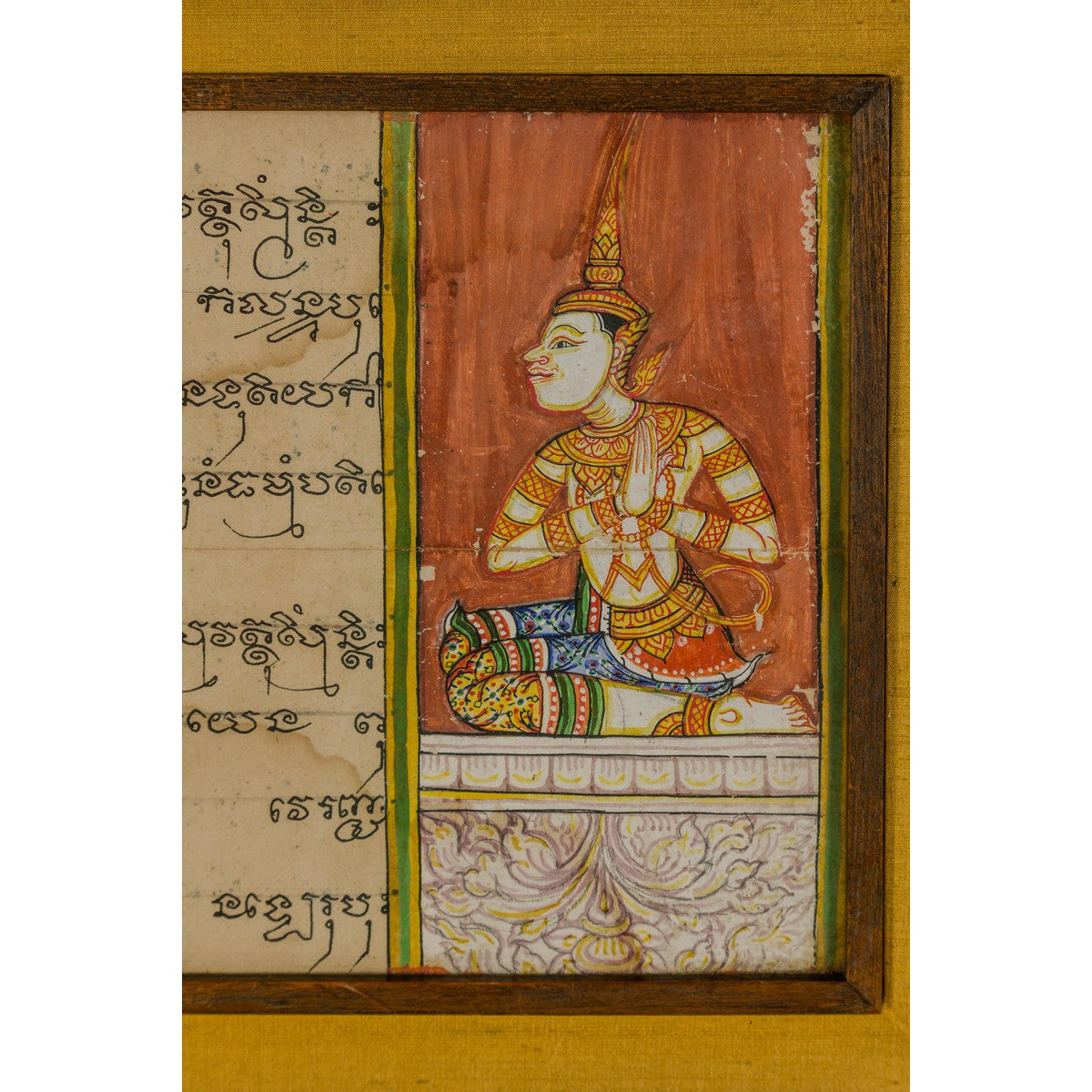 Framed Illuminated Manuscript from Thai Buddhist Prayer Book Under Glass-10. Asian & Chinese Furniture, Art, Antiques, Vintage Home Décor for sale at FEA Home