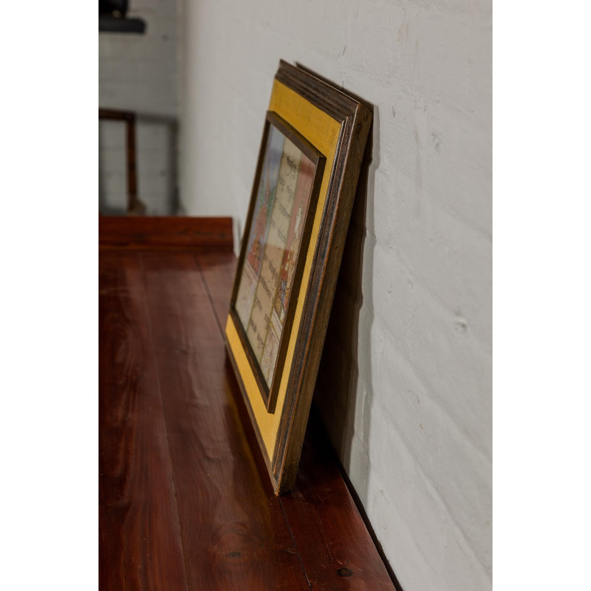 Framed Illuminated Manuscript from Thai Buddhist Prayer Book Under Glass-13. Asian & Chinese Furniture, Art, Antiques, Vintage Home Décor for sale at FEA Home