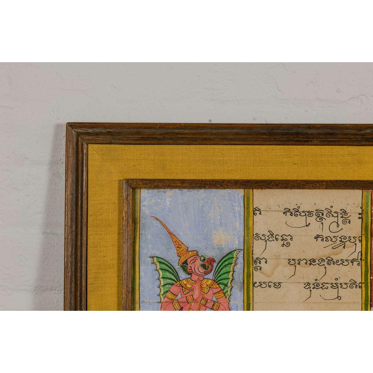 Framed Illuminated Manuscript from Thai Buddhist Prayer Book Under Glass-5. Asian & Chinese Furniture, Art, Antiques, Vintage Home Décor for sale at FEA Home