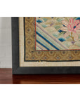 Vintage Chinese Silk Fabric with Flower and Sun Motif in Custom Black Frame-15. Asian & Chinese Furniture, Art, Antiques, Vintage Home Décor for sale at FEA Home