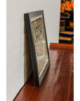 Vintage Chinese Silk Fabric with Flower and Sun Motif in Custom Black Frame-19. Asian & Chinese Furniture, Art, Antiques, Vintage Home Décor for sale at FEA Home