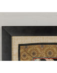 Vintage Chinese Silk Fabric with Flower and Sun Motif in Custom Black Frame-7. Asian & Chinese Furniture, Art, Antiques, Vintage Home Décor for sale at FEA Home