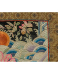 Vintage Chinese Silk Fabric with Flower and Sun Motif in Custom Black Frame-8. Asian & Chinese Furniture, Art, Antiques, Vintage Home Décor for sale at FEA Home