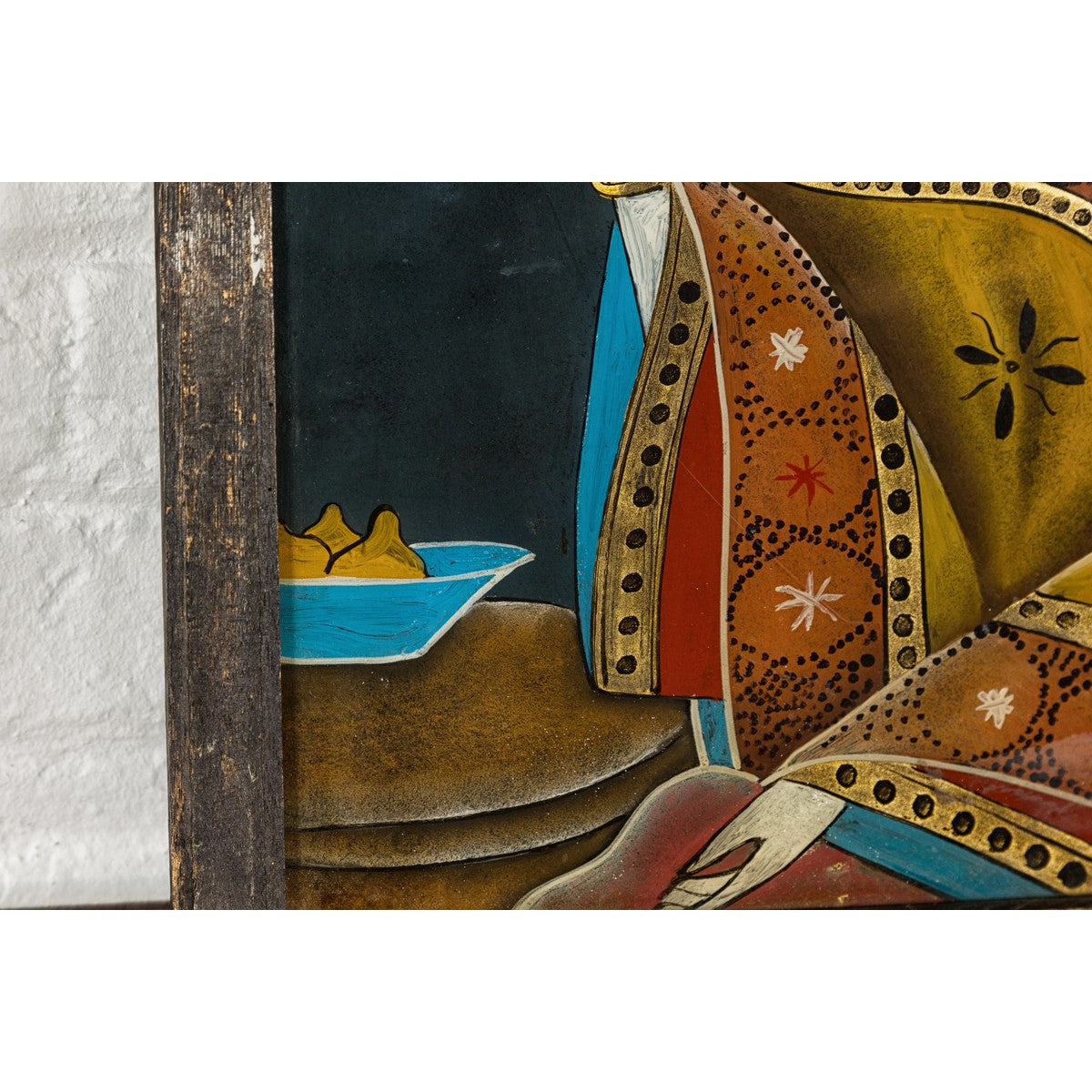 Antique Reverse Painting on Glass Depicting a Woman with Bowl of Fruits-12. Asian & Chinese Furniture, Art, Antiques, Vintage Home Décor for sale at FEA Home