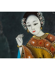 Antique Reverse Painting on Glass Depicting a Woman with Bowl of Fruits-13. Asian & Chinese Furniture, Art, Antiques, Vintage Home Décor for sale at FEA Home