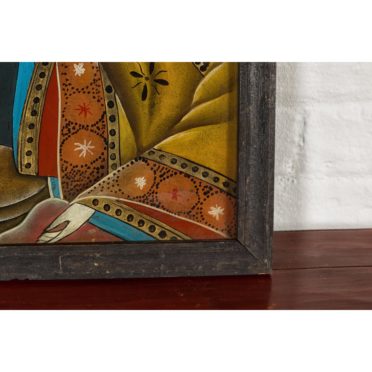 Antique Reverse Painting on Glass Depicting a Woman with Bowl of Fruits-8. Asian & Chinese Furniture, Art, Antiques, Vintage Home Décor for sale at FEA Home