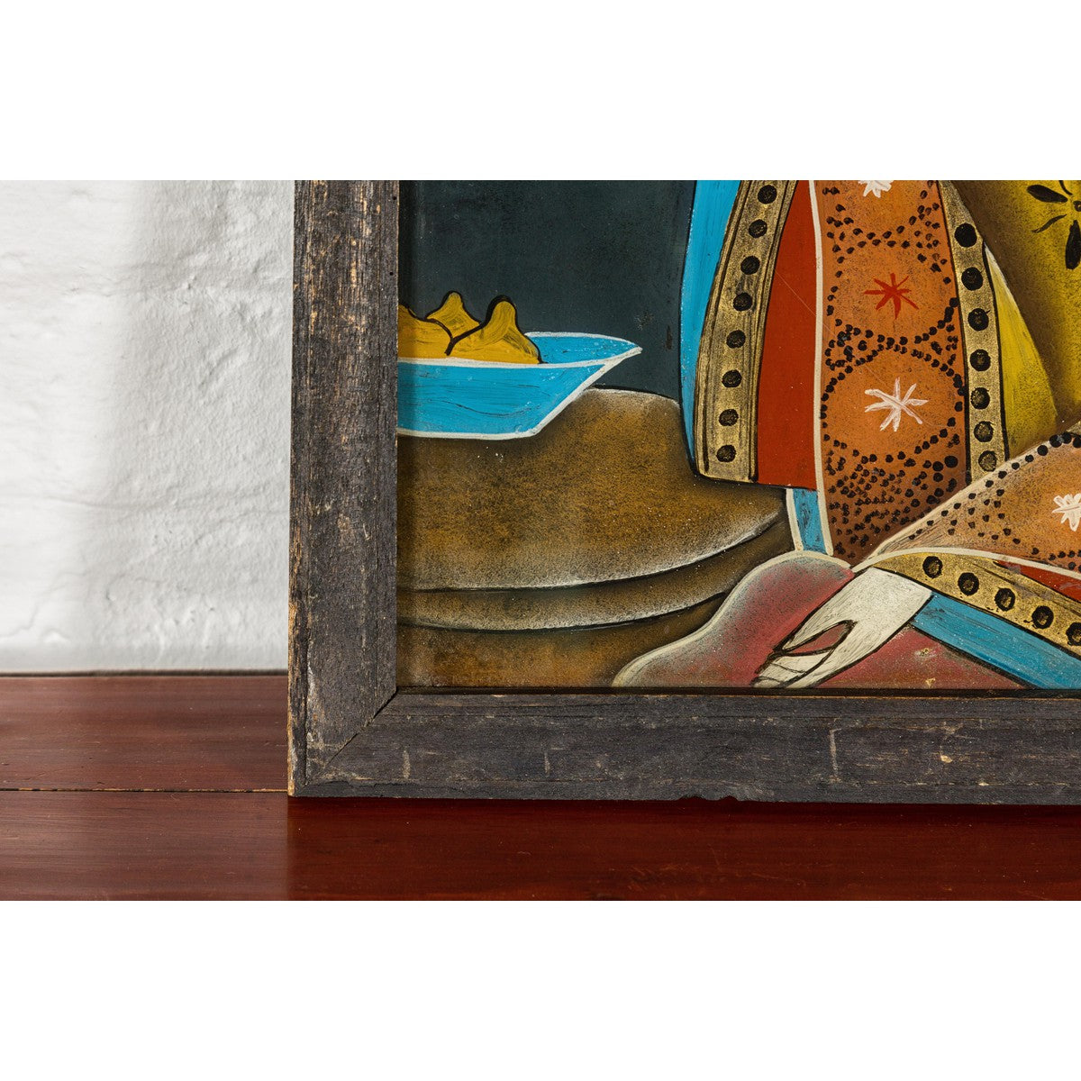 Antique Reverse Painting on Glass Depicting a Woman with Bowl of Fruits-9. Asian & Chinese Furniture, Art, Antiques, Vintage Home Décor for sale at FEA Home