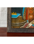 Antique Reverse Painting on Glass Depicting a Woman with Bowl of Fruits-9. Asian & Chinese Furniture, Art, Antiques, Vintage Home Décor for sale at FEA Home