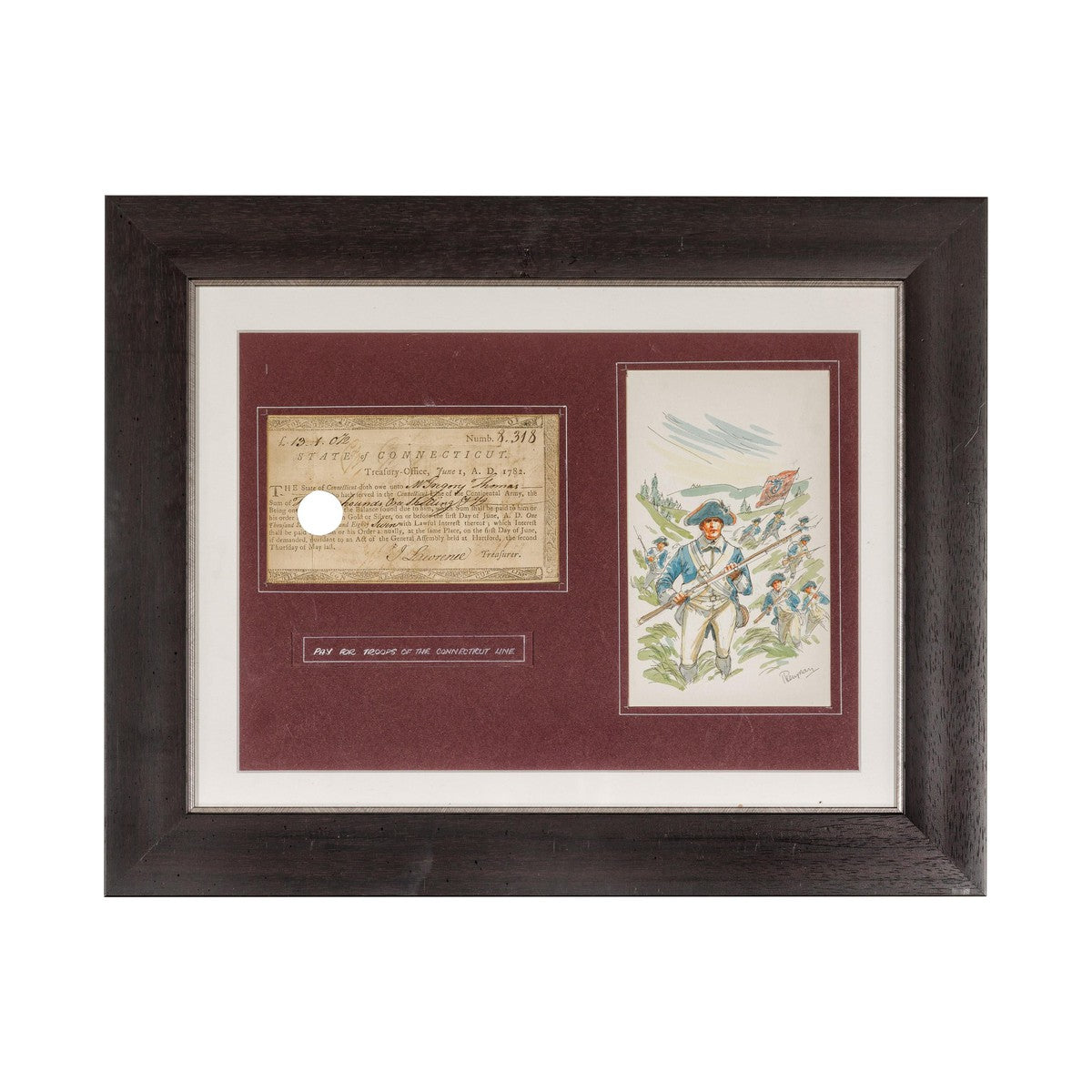 1780s American Revolutionary War Bond, State of Connecticut in Black Frame-14. Asian & Chinese Furniture, Art, Antiques, Vintage Home Décor for sale at FEA Home