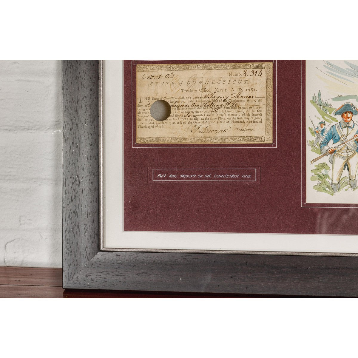 1780s American Revolutionary War Bond, State of Connecticut in Black Frame-7. Asian & Chinese Furniture, Art, Antiques, Vintage Home Décor for sale at FEA Home