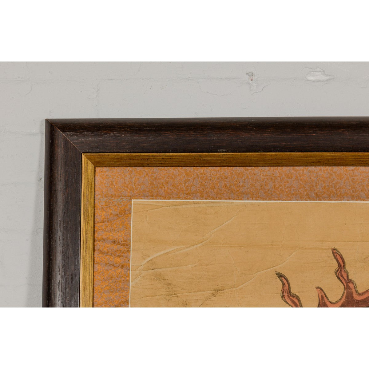 Framed Hand-Painted Parchment Painting of a Celestial Warrior with Silk Matting-12. Asian & Chinese Furniture, Art, Antiques, Vintage Home Décor for sale at FEA Home