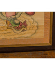 Framed Hand-Painted Parchment Painting of a Celestial Warrior with Silk Matting-14. Asian & Chinese Furniture, Art, Antiques, Vintage Home Décor for sale at FEA Home