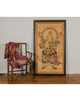 Framed Hand-Painted Parchment Painting of a Celestial Warrior with Silk Matting-2. Asian & Chinese Furniture, Art, Antiques, Vintage Home Décor for sale at FEA Home