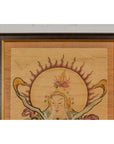 Framed Hand-Painted Parchment Painting of a Celestial Warrior with Silk Matting-5. Asian & Chinese Furniture, Art, Antiques, Vintage Home Décor for sale at FEA Home