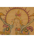 Framed Hand-Painted Parchment Painting of a Celestial Warrior with Silk Matting-6. Asian & Chinese Furniture, Art, Antiques, Vintage Home Décor for sale at FEA Home