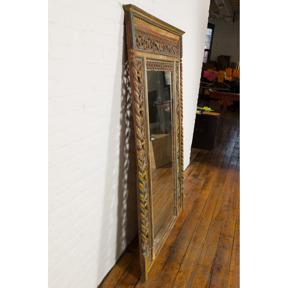 Multicolor Carved Window Frame Converted into Antique Mirror-16. Asian & Chinese Furniture, Art, Antiques, Vintage Home Décor for sale at FEA Home
