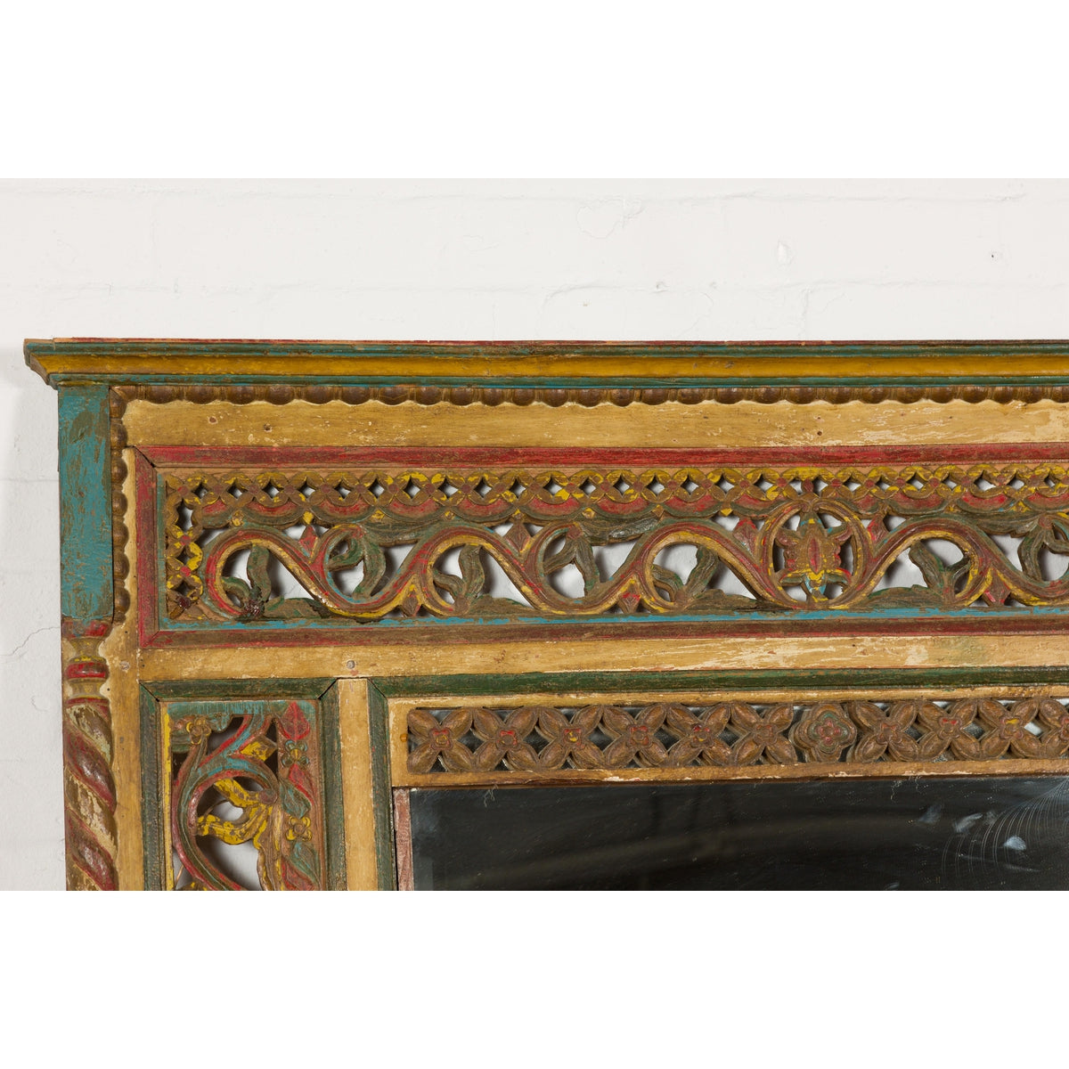 Multicolor Carved Window Frame Converted into Antique Mirror-8. Asian & Chinese Furniture, Art, Antiques, Vintage Home Décor for sale at FEA Home