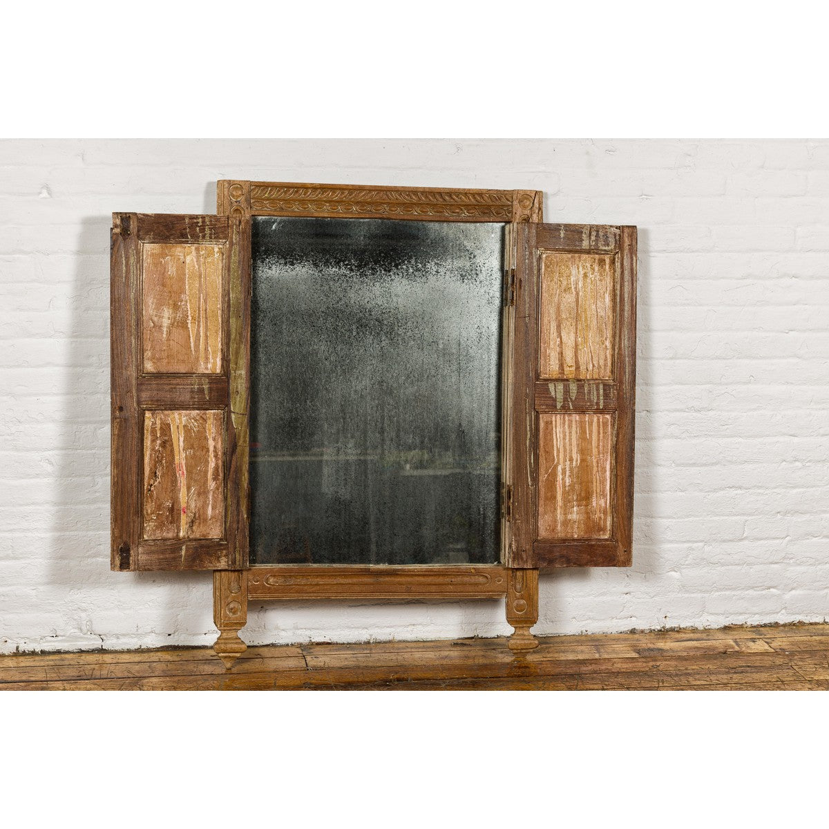 Carved Window from the 19th Century Retrofitted with Heavy Antiqued Mirror-10. Asian & Chinese Furniture, Art, Antiques, Vintage Home Décor for sale at FEA Home