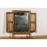 Carved Window from the 19th Century Retrofitted with Heavy Antiqued Mirror
