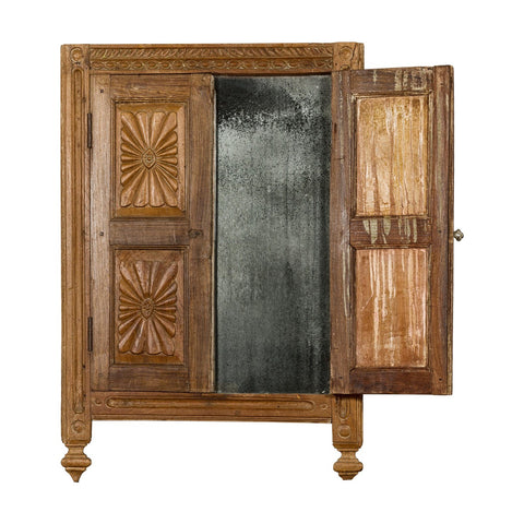 Carved Window from the 19th Century Retrofitted with Heavy Antiqued Mirror-YN7881-2. Asian & Chinese Furniture, Art, Antiques, Vintage Home Décor for sale at FEA Home