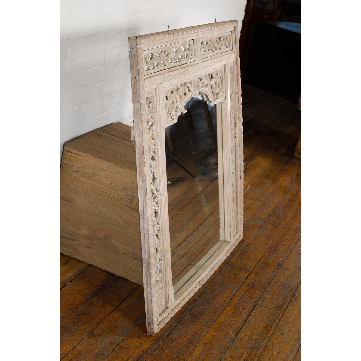 19th Century Antique Mirror with Carved Wooden Frame-11. Asian & Chinese Furniture, Art, Antiques, Vintage Home Décor for sale at FEA Home