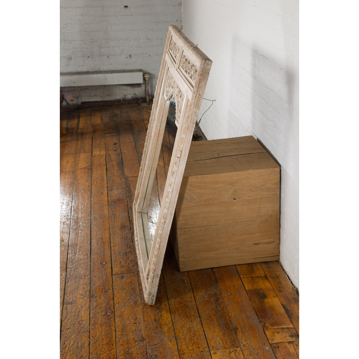 19th Century Antique Mirror with Carved Wooden Frame-12. Asian & Chinese Furniture, Art, Antiques, Vintage Home Décor for sale at FEA Home