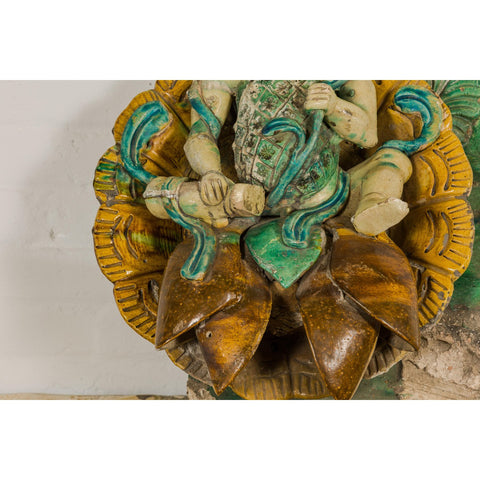 Tricolor Green, Turquoise and Yellow Qing Dynasty Roof Fragment from Temple-YN7887-6. Asian & Chinese Furniture, Art, Antiques, Vintage Home Décor for sale at FEA Home