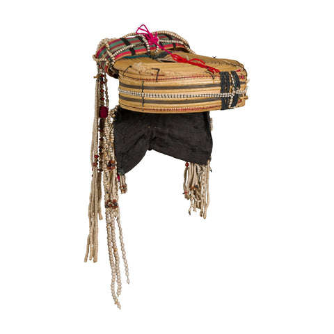 Tribal Ulo Akha Woman's Headdress with Framework of Bamboo and Beads-YN7889-10. Asian & Chinese Furniture, Art, Antiques, Vintage Home Décor for sale at FEA Home