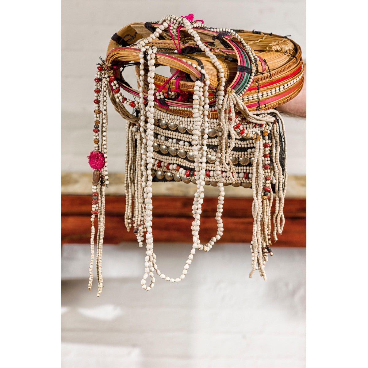 Ulo Tribal Akha Woman's Headdress with Framework of Bamboo and Beads-2. Asian & Chinese Furniture, Art, Antiques, Vintage Home Décor for sale at FEA Home