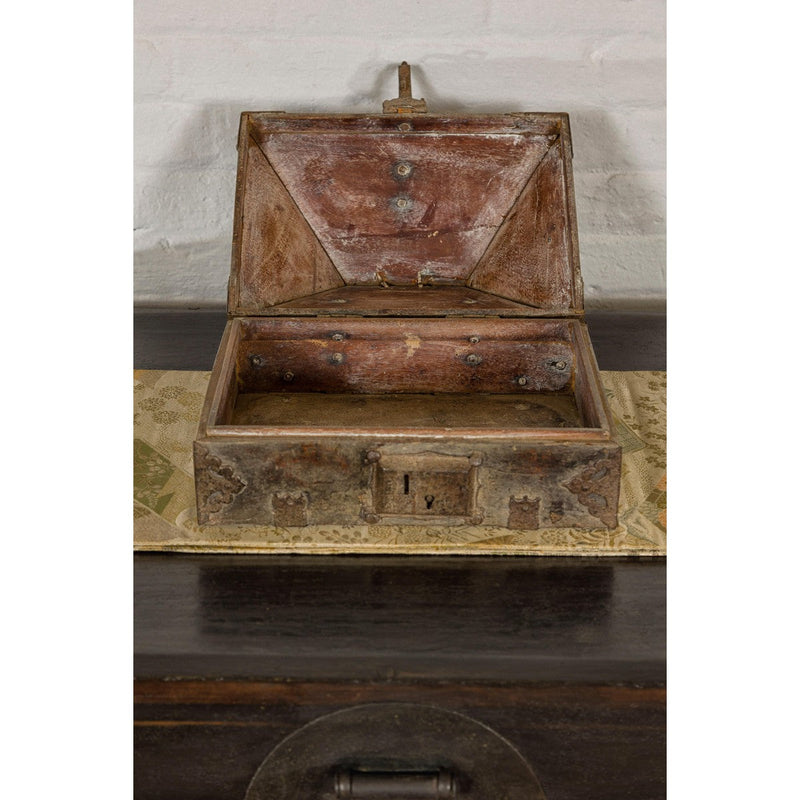 19th Century Temple Cash Box with Ornate Brass Accents-YN7895-10. Asian & Chinese Furniture, Art, Antiques, Vintage Home Décor for sale at FEA Home