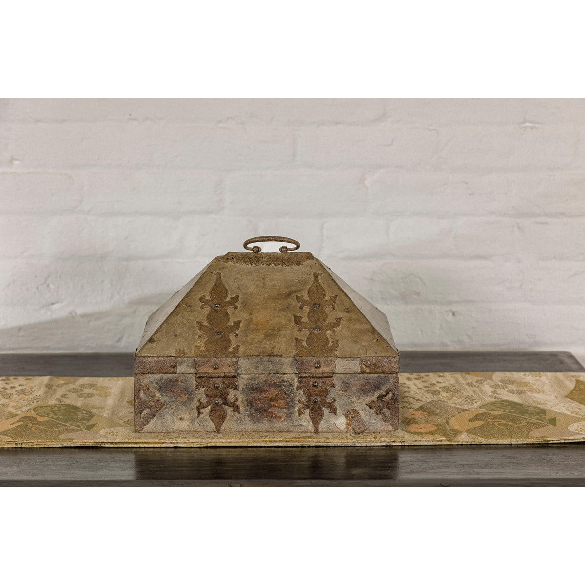 19th Century Temple Cash Box with Ornate Brass Accents-13. Asian & Chinese Furniture, Art, Antiques, Vintage Home Décor for sale at FEA Home