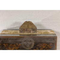 19th Century Temple Cash Box with Ornate Brass Accents