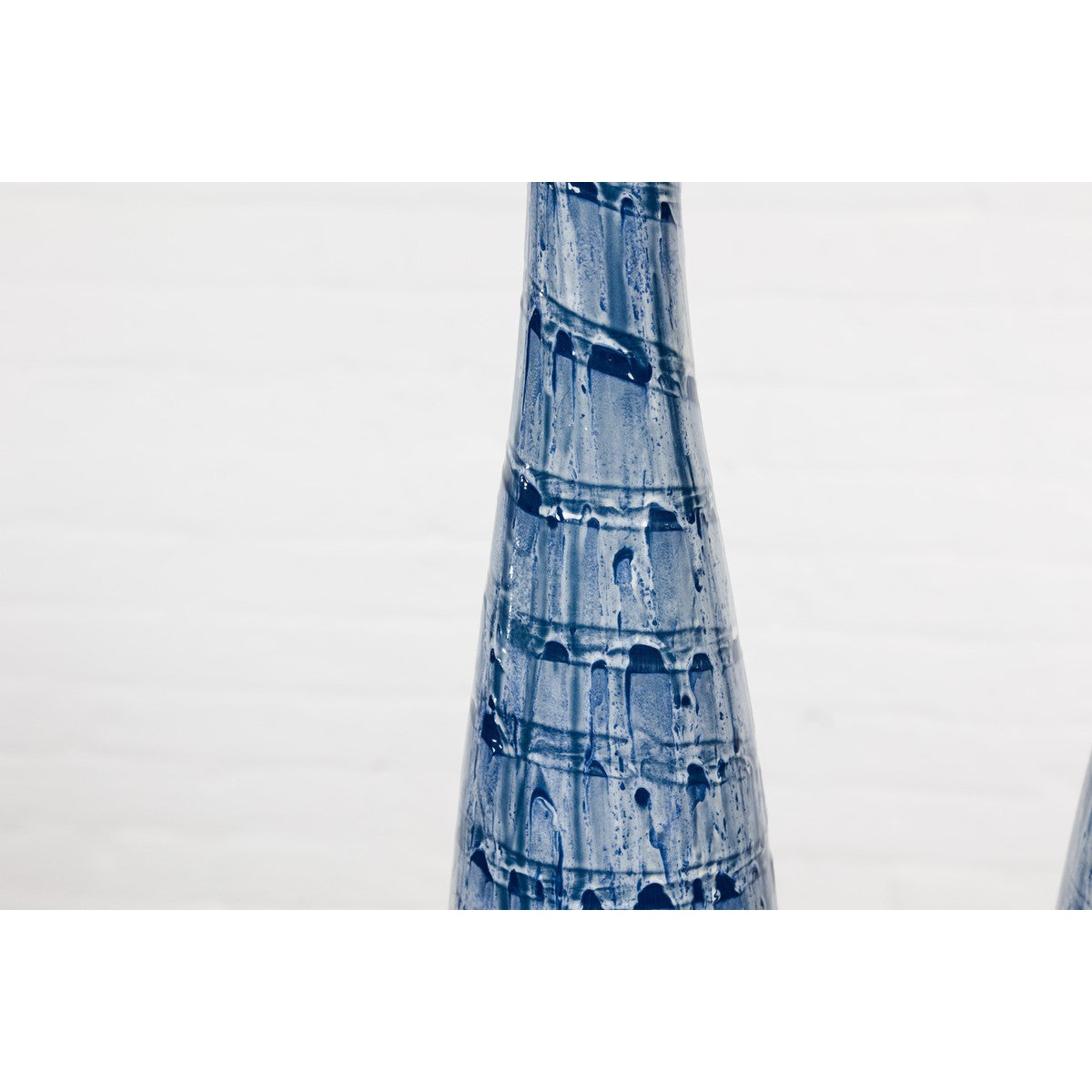 Slender Blue Vase with Spiralling and Dripping Décor, Two Sold Each-10. Asian & Chinese Furniture, Art, Antiques, Vintage Home Décor for sale at FEA Home