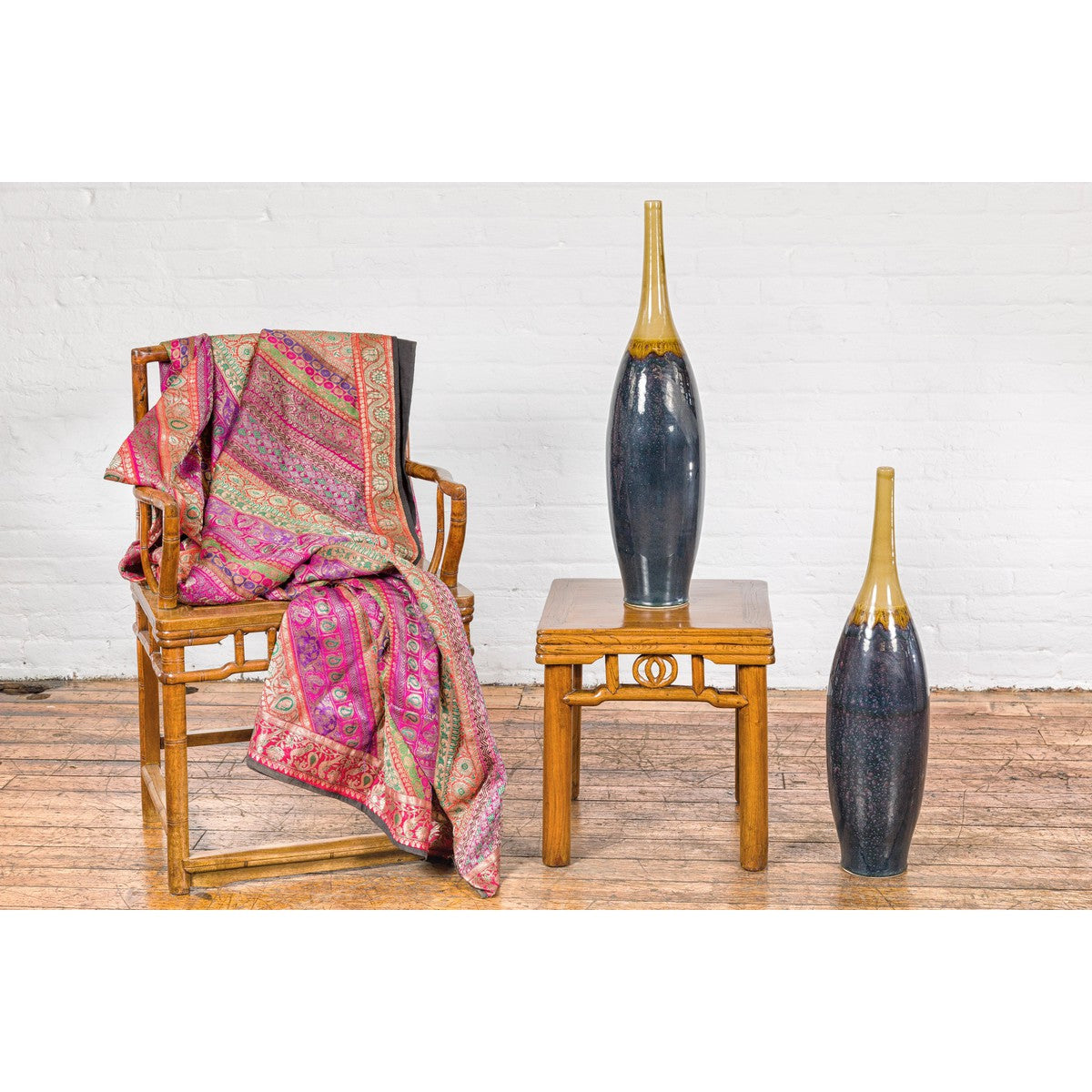 Sleek Tall Multi-Color Contemporary Vase with Narrow Mouth-15. Asian & Chinese Furniture, Art, Antiques, Vintage Home Décor for sale at FEA Home