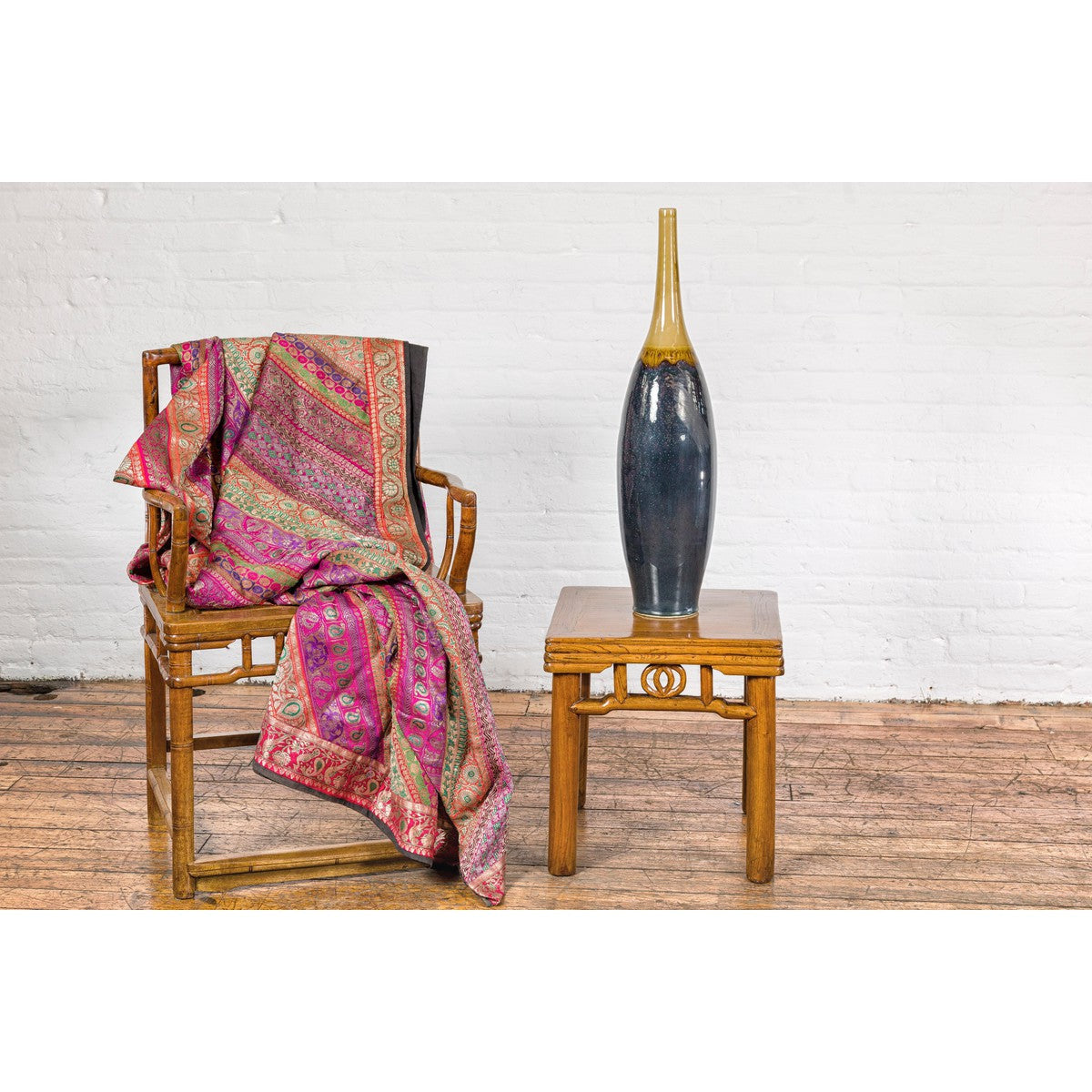 Sleek Tall Multi-Color Contemporary Vase with Narrow Mouth-2. Asian & Chinese Furniture, Art, Antiques, Vintage Home Décor for sale at FEA Home